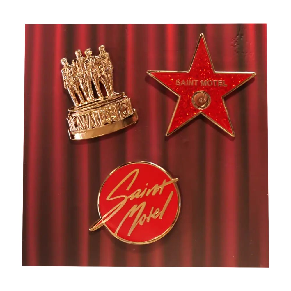 Gold enamel pin set for Saint Motel